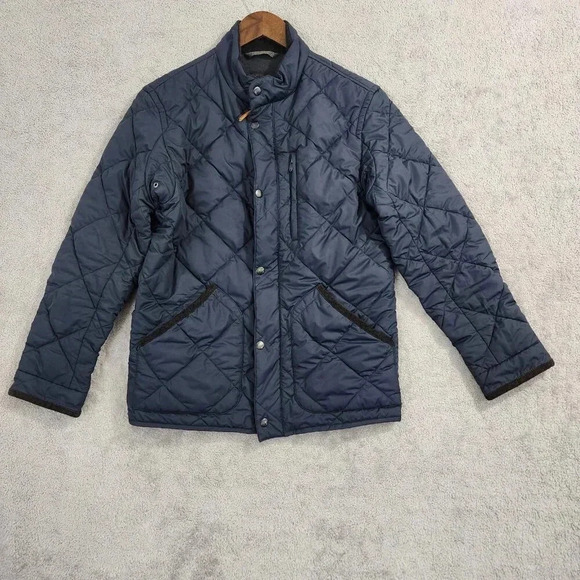 J.Crew Quilted Jacket size S Men's  Navy Blue Mock Neck 19CT - Picture 1 of 9